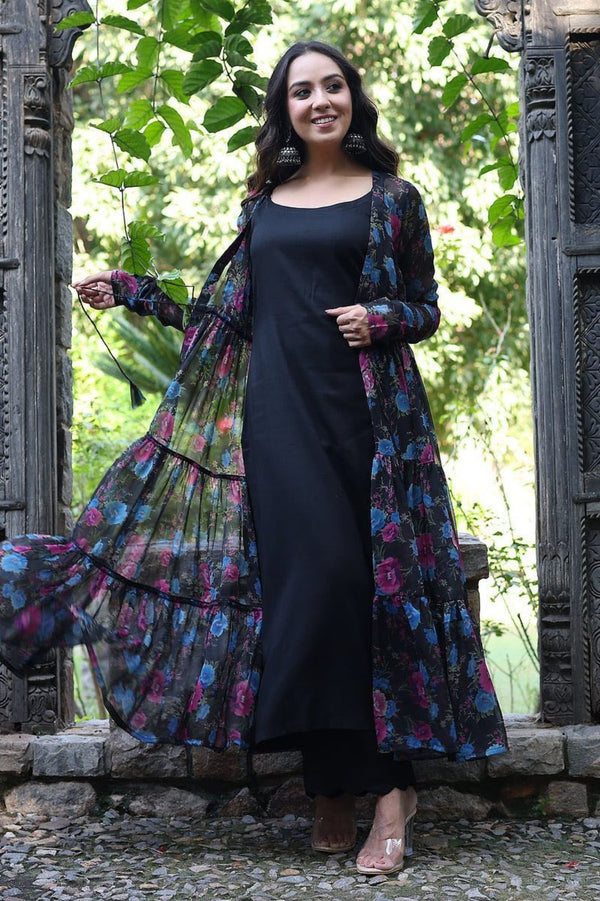 Designer Floral print On Georgette shrug With Maxi