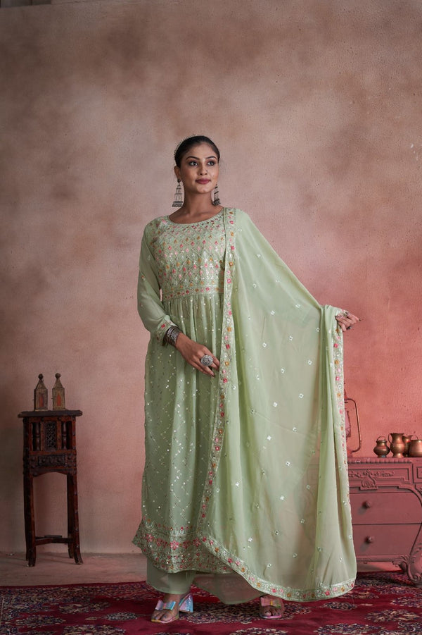 Classic Green Color Salwar Suit With Dupatta Set