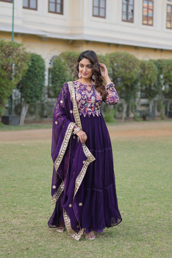 PURPLE COLOR GOWN-DUPATTA COLLECTIONS